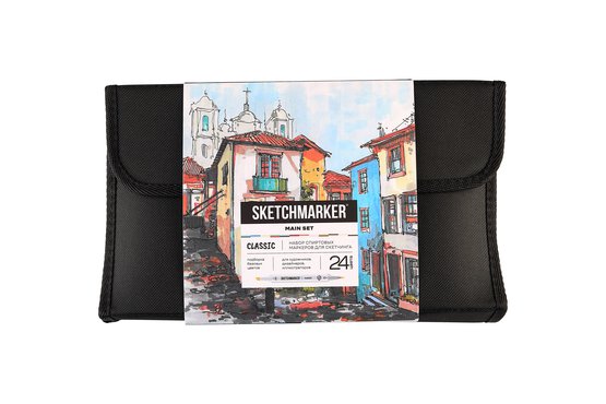 Набор маркеров для скетчинга Sketchmarker Classic Main Set 24 цв. в текстильном органайзере