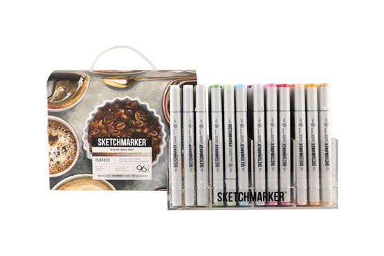 Набор маркеров для скетчинга Sketchmarker Classic Big Studio Set 96 цв. в пластик. органайзере