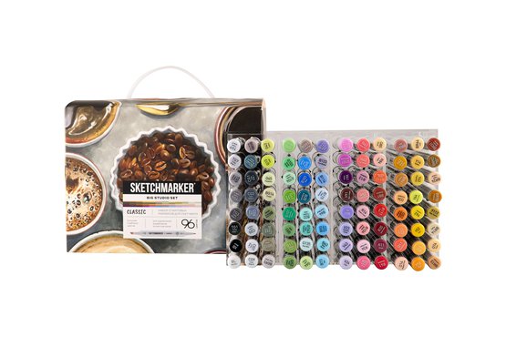 Набор маркеров для скетчинга Sketchmarker Classic Big Studio Set 96 цв. в пластик. органайзере