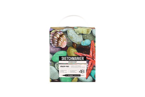 Набор маркеров для скетчинга Sketchmarker Brush Pro Studio Set 48 цв. в пластик. органайзере