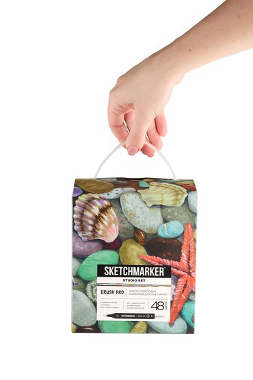 Набор маркеров для скетчинга Sketchmarker Brush Pro Studio Set 48 цв. в пластик. органайзере