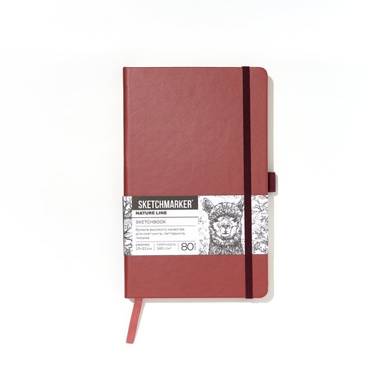 Блокнот для зарисовок Sketchmarker 140г/кв.м 13*21см 80л твердая обложка Красный винтаж