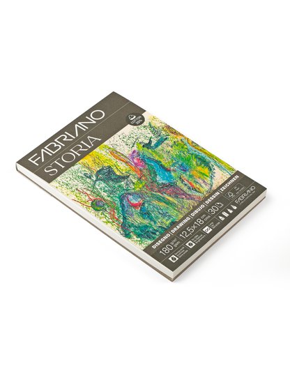 Бумага для рисования Fabriano Storia изготовлена с добавлением 25% хлопковых волокон.
Её поверхность с фактурой «felt-marked» имеет мягкую и деликатную текстуру, идеально подходящую для тонких штрихов и точных линий. Бумага обладает архивным качеством (сертифицирована для долговременного хранения)…