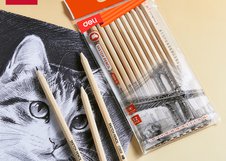 Набор чернографитных карандашей Deli, 12 штук, (2H, H-2 шт, HB-4 шт, B-3 шт, 2B -2 шт), пакет с подвесом