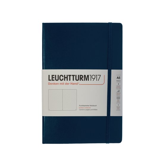 Блокнот Leuchtturm1917 Classic A5 (14.5x21см.) 80г/м2 - 123 стр. в точку, мягкая обложка, цвет: синий неви