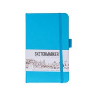 Скетчбук для зарисовок Sketchmarker, синий карибский, жесткая обложка с резинкой, 140 г/м2, 9х14 см, 80 листов, цвет бумаги слоновая кость