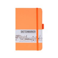 Скетчбук для зарисовок Sketchmarker, неоновый апельсин, жесткая обложка с резинкой, 140 г/м2, 9х14 см, 80 листов, цвет бумаги слоновая кость