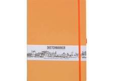 Скетчбук для зарисовок Sketchmarker, неоновый апельсин, жесткая обложка с резинкой, 140 г/м2, 21x29,7 см, 80 листов, цвет бумаги слоновая кость