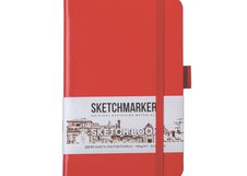 Скетчбук для зарисовок Sketchmarker, красный, жесткая обложка с резинкой, 140 г/м2, 9х14 см, 80 листов, цвет бумаги слоновая кость