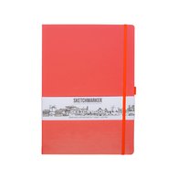 Скетчбук для зарисовок Sketchmarker, неоновый коралл, жесткая обложка с резинкой, 140 г/м2, 21x29.7 см, 80 листов, цвет бумаги слоновая кость