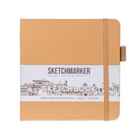 Скетчбук для зарисовок Sketchmarker, капучино, жесткая обложка с резинкой, 140 г/м2, 12x12 см, 80 листов, цвет бумаги слоновая кость