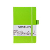 Скетчбук для зарисовок Sketchmarker, зеленый луг, жесткая обложка с резинкой, 140 г/м2, 9х14 см, 80 листов, цвет бумаги слоновая кость