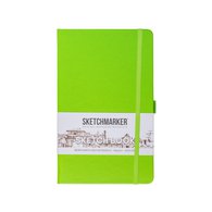 Скетчбук для зарисовок Sketchmarker, зеленый луг, жесткая обложка с резинкой, 140 г/м2, 13x21 см, 80 листов, цвет бумаги слоновая кость