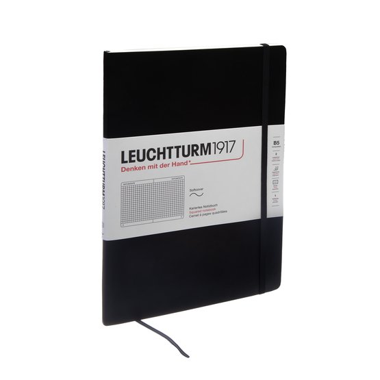 Блокнот Leuchtturm1917 Classic B5 (17.8x25.4см.) 80г/м2 - 123 стр. в клетку, мягкая обложка, цвет: черный