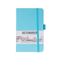 Скетчбук для зарисовок Sketchmarker, небесно-голубой, жесткая обложка с резинкой, 140 г/м2, 9х14 см, 80 листов, цвет бумаги слоновая кость