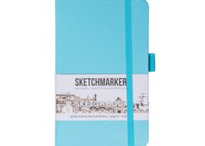 Скетчбук для зарисовок Sketchmarker, небесно-голубой, жесткая обложка с резинкой, 140 г/м2, 9х14 см, 80 листов, цвет бумаги слоновая кость