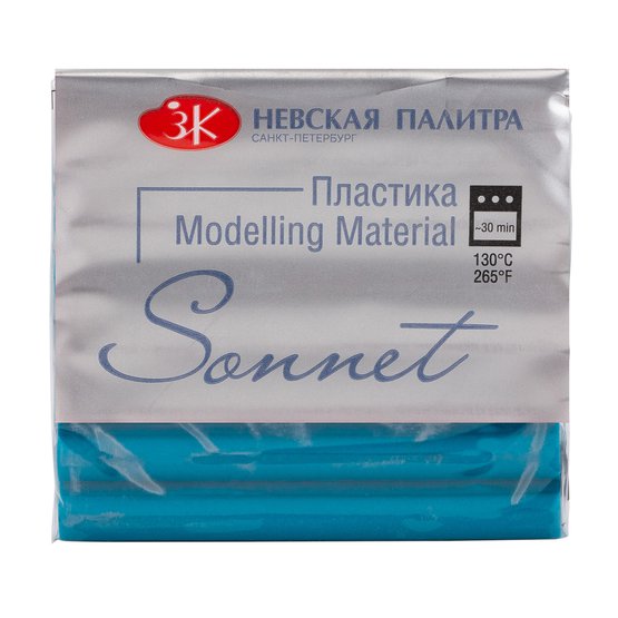 Цвет: бирюзовый. Полимерная глина (пластика) ТМ "Sonnet" подходит для лепки бижутерии, фигурок, миниатюр и прочего. Становится пластичной и податливой после активного разминания. Запекать в духовом шкафу при температуре 130°С 10-30 минут (в зависимости от толщины изделия). Окрашивается художественн…