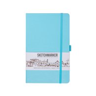 Скетчбук для зарисовок Sketchmarker, небесно-голубой, жесткая обложка с резинкой, 140 г/м2, 13x21 см, 80 листов, цвет бумаги слоновая кость