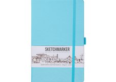 Скетчбук для зарисовок Sketchmarker, небесно-голубой, жесткая обложка с резинкой, 140 г/м2, 13x21 см, 80 листов, цвет бумаги слоновая кость