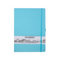 Скетчбук для зарисовок Sketchmarker, небесно-голубой, жесткая обложка с резинкой, 140 г/м2, 21x29,7 см, 80 листов, цвет бумаги слоновая кость