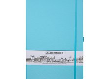 Скетчбук для зарисовок Sketchmarker, небесно-голубой, жесткая обложка с резинкой, 140 г/м2, 21x29,7 см, 80 листов, цвет бумаги слоновая кость
