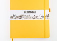 Скетчбук для зарисовок Sketchmarker, оранжевый, жесткая обложка с резинкой, 140 г/м2, 21x29,7 см, 80 листов, цвет бумаги слоновая кость