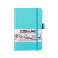 Скетчбук для зарисовок Sketchmarker, аквамарин, жесткая обложка с резинкой, 140 г/м2, 9х14 см, 80 листов, цвет бумаги слоновая кость
