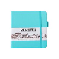 Скетчбук для зарисовок Sketchmarker, аквамарин, жесткая обложка с резинкой, 140 г/м2, 12x12 см, 80 листов, цвет бумаги слоновая кость
