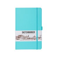 Скетчбук для зарисовок Sketchmarker, аквамарин, жесткая обложка с резинкой, 140 г/м2, 13x21 см, 80 листов, цвет бумаги слоновая кость