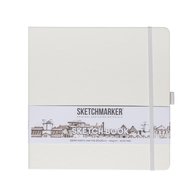 Скетчбук для зарисовок Sketchmarker, белый, жесткая обложка с резинкой, 140 г/м2, 20x20 см, 80 листов, цвет бумаги слоновая кость