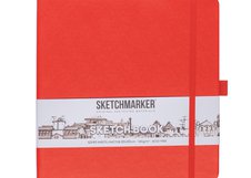 Скетчбук для зарисовок Sketchmarker, красный, жесткая обложка с резинкой, 140 г/м2, 20x20 см, 80 листов, цвет бумаги слоновая кость