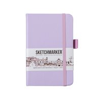 Скетчбук для зарисовок Sketchmarker, фиолетовый пастельный, жесткая обложка с резинкой, 140 г/м2, 9х14 см, 80 листов, цвет бумаги слоновая кость