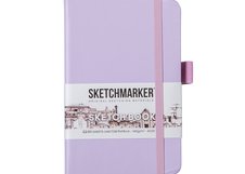 Скетчбук для зарисовок Sketchmarker, фиолетовый пастельный, жесткая обложка с резинкой, 140 г/м2, 9х14 см, 80 листов, цвет бумаги слоновая кость