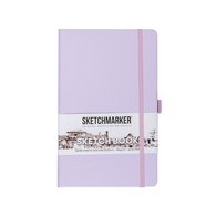 Скетчбук для зарисовок Sketchmarker, фиолетовый пастельный, жесткая обложка с резинкой, 140 г/м2, 13x21 см, 80 листов, цвет бумаги слоновая кость
