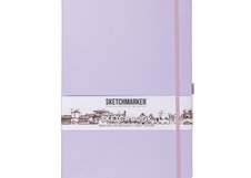 Скетчбук для зарисовок Sketchmarker, фиолетовый пастельный, жесткая обложка с резинкой, 140 г/м2, 21x29,7 см, 80 листов, цвет бумаги слоновая кость