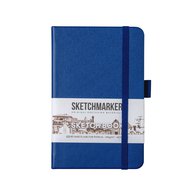 Скетчбук для зарисовок Sketchmarker, королевский синий, жесткая обложка с резинкой, 140 г/м2, 9х14 см, 80 листов, цвет бумаги слоновая кость