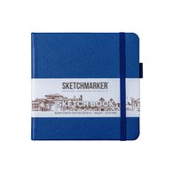 Скетчбук для зарисовок Sketchmarker, королевский синий, жесткая обложка с резинкой, 140 г/м2, 12x12 см, 80 листов, цвет бумаги слоновая кость