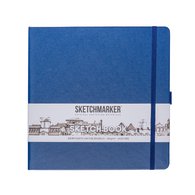 Скетчбук для зарисовок Sketchmarker, королевский синий, жесткая обложка с резинкой, 140 г/м2, 20x20 см, 80 листов, цвет бумаги слоновая кость