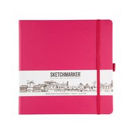 Скетчбук для зарисовок Sketchmarker, маджента, жесткая обложка с резинкой, 140 г/м2, 20x20 см, 80 листов, цвет бумаги слоновая кость