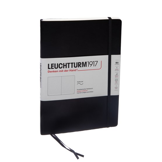 Блокнот Leuchtturm1917 Classic B5 (17.8x25.4см.) 80г/м2 - 123 стр. в точку, мягкая обложка, цвет: черный