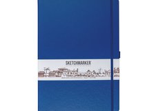 Скетчбук для зарисовок Sketchmarker, королевский синий, жесткая обложка с резинкой, 140 г/м2, 21x29,7 см, 80 листов, цвет бумаги слоновая кость