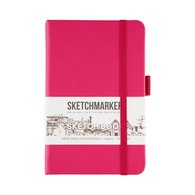 Скетчбук для зарисовок Sketchmarker, маджента, жесткая обложка с резинкой, 140 г/м2, 9х14 см, 80 листов, цвет бумаги слоновая кость