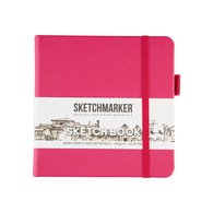 Скетчбук для зарисовок Sketchmarker, маджента, жесткая обложка с резинкой, 140 г/м2, 12x12 см, 80 листов, цвет бумаги слоновая кость