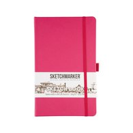 Скетчбук для зарисовок Sketchmarker, маджента, жесткая обложка с резинкой, 140 г/м2, 13x21 см, 80 листов, цвет бумаги слоновая кость