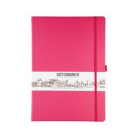 Скетчбук для зарисовок Sketchmarker, маджента, жесткая обложка с резинкой, 140 г/м2, 21х29,7 см, 80 листов, цвет бумаги слоновая кость