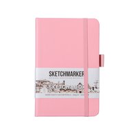 Скетчбук для зарисовок Sketchmarker, розовый, жесткая обложка с резинкой, 140 г/м2, 9х14 см, 80 листов, цвет бумаги слоновая кость