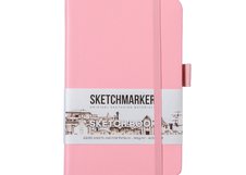 Скетчбук для зарисовок Sketchmarker, розовый, жесткая обложка с резинкой, 140 г/м2, 9х14 см, 80 листов, цвет бумаги слоновая кость