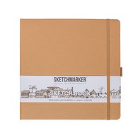Скетчбук для зарисовок Sketchmarker, капучино, жесткая обложка с резинкой, 140 г/м2, 20x20 см, 80 листов, цвет бумаги слоновая кость