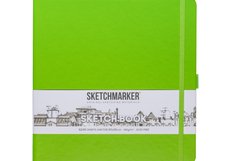Скетчбук для зарисовок Sketchmarker, зеленый луг, жесткая обложка с резинкой, 140 г/м2, 20x20 см, 80 листов, цвет бумаги слоновая кость