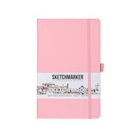 Скетчбук для зарисовок Sketchmarker, розовый, жесткая обложка с резинкой, 140 г/м2, 13x21 см, 80 листов, цвет бумаги слоновая кость